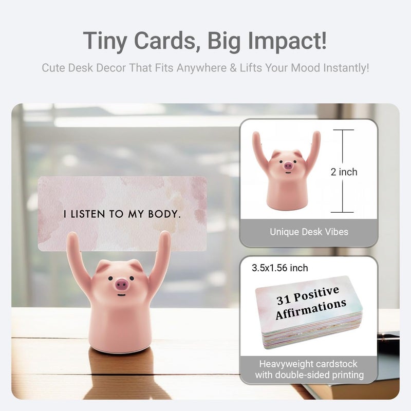 ZEARPT Affirmation Card Deck for Women, Self Care Gift, Positive Affirmation Cards with Holder, Gift for Her, Daughter, Niece, Sister, Daily Affirmations, Midlife Manifestation Gift (Pink - Pig) - Image 4